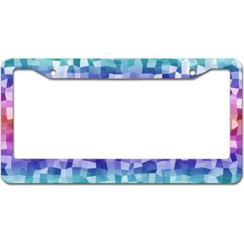 Peceeta Geometric Rainbow License Plate Frame 2 Holes 1 Frame Matte Aluminum Universal American Auto Tag Holder white 16x31cm"]