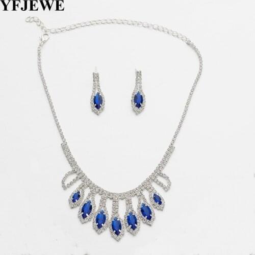 YFJEWE Luxury Silver color Wedding Jewelry Sets Women Fashion Jewelry Sets Austrian Crystal Pendant Necklace Long Earrings N385