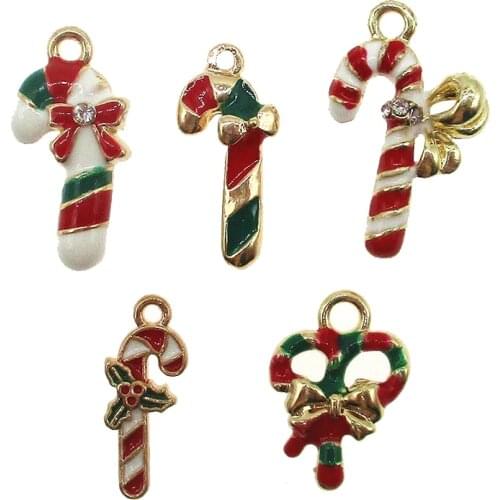 Christmas series of Christmas Candy Christmas Decoration walking stick Pendant For DIY Bracelet Earrings Jewelry Finding XL659
