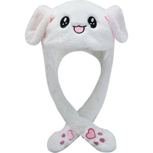 2021 New Rabbit Womens Hat Beanie Plush Can Moving Bunny Ears Hat with Shine Earflaps Movable Ears Hat for Women/Child/Girls