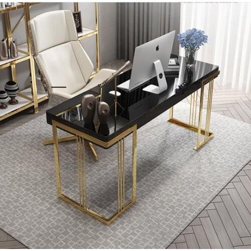 Modern light luxury desk Nordic stainless steel computer desk simple modern desk home study writing desk