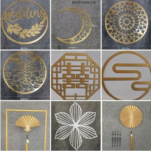 Wedding Decoration Props Gold Ceiling Arch Door Window Hanging Double Happiness Concentric Rings Hanging Iron Hollow Ring
