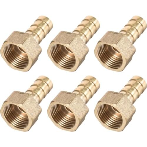 Uxcell 6pcs Brass Barb Hose Fitting Connector Adapter 10mm Barbed X G3/8 Female Pipe connect lines for air water fuel oil