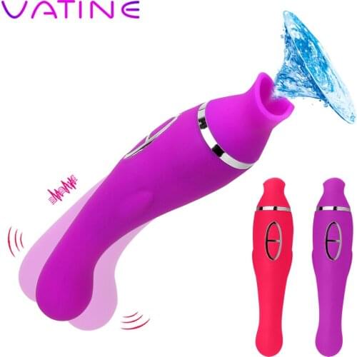 VATINE Clitoris Stimulator Nipple Sucking Tongue Pussy Pump Sex Toys for Women Blowjob Vagina Vibrator