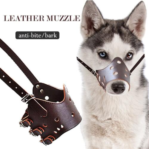 High Quality Leather Anti Bite Handsome Muzzle for Large Dogs Outdoor Pet Training Mouth Control Products Soft Dog Accessories