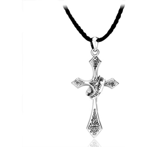 YSH New 100% 925 Sterling Silver Vintage Cross Pendant Necklace 2020 Mens Fashion DIY Jewelry Valentines Day Gift Free Shipping