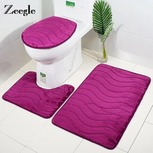 Zeegle 3D Embossing Bathroom Mat Non-slip Mat For Toilet Bathroom Mat Washable Shower Foot Pads For Home Decor Bath Mat Set