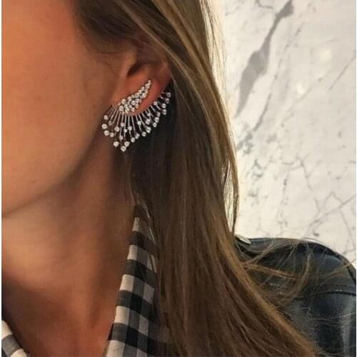 Statement Crystal Stud Earrings For Woman Punk Rock Boucle D'oreille Vintage Jewelry Dazzling Cubic Zirconia Brincos