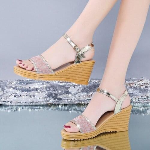 Women High Sandals 2020 Summer Platform Shoes Woman Gladiator Style Wedges Open Toe Female Fashion Footwea Microfiber Basic