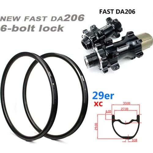 29er MTB Carbon Wheel 33*29mm Hookless Asymmetric Rim FAST DA206 6-bolt Lock HUB For Cross Country All Mountain Bike Wheelset
