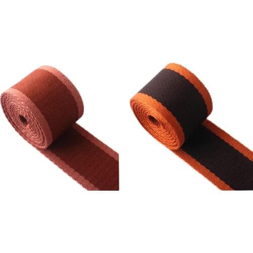 38mm Striped webbing brown color cotton Webbing bag strapping key fobs Dog collar belting clothes Backpack by the yard