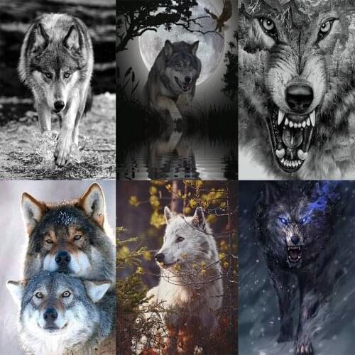 5D DIY full round diamond painting wolf cartoon diamond embroidery full square cross stitch Christmas decoration painting animal