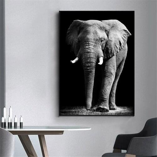 African Wild Elephant Canvas Poster Black And White Animal Print on The Wall Painting Nordic Wall Pictures For Living Room Decor