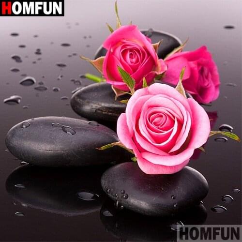 HOMFUN Full Square/Round Drill 5D DIY Diamond Painting "Flower stone landscape" 3D Embroidery Cross Stitch 5D Decor Gift A16799