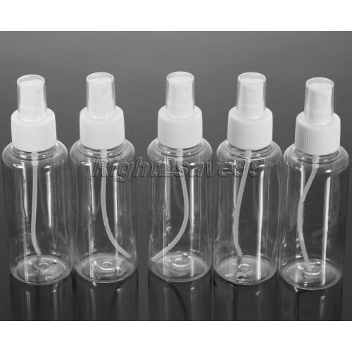 2017 5pcs White Transparent Plastic Spray Bottle Parfum Women Perfume Bottle Refillable Atomizer 100ML Empty Cosmetic Containers