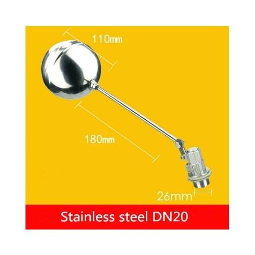 Freeshipping 1Pcs Floating Valve DN15 DN20 DN25 Tank Liquid Level Metal Float Valve Body Stainless Steel Stem