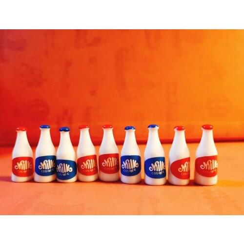 10 pcs milk bottle/miniature drinks/dinnerware/artificial/fairy garden gnome/terrarium decor/diy supplies