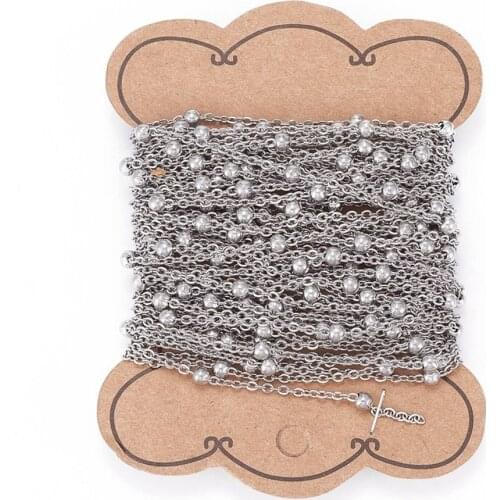 10m 304 Stainless Steel Beaded Satellite Cable Link Chains for DIY Necklaces Bracelet Anklet Jewelry Making Findings Accessories