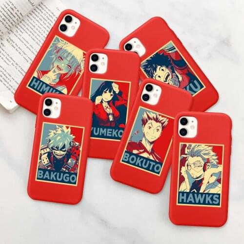 Hot Anime Figures Phone Case for IPhone 12 11 Pro 7 8 6 6S Plus X XS Max Xr Bakugo Yumeko Shoto Bokuto Liquid Silicone Cover