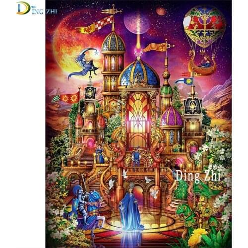 DIY Fantasy Magic Castle Diamond Painting 5D Cross Stitch Hot Air Balloon Rhinestone Embroidery Mosaic European Home Decor