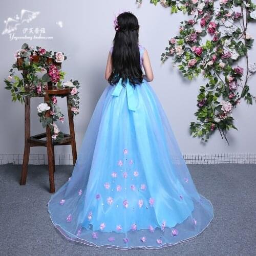 Girls Long Maxi Dress Wedding Flower Tutu Dress Kids Fancy Party Christmas Elegant Girl Ball Gown 6 9 10 11 12 13 14 Years Old