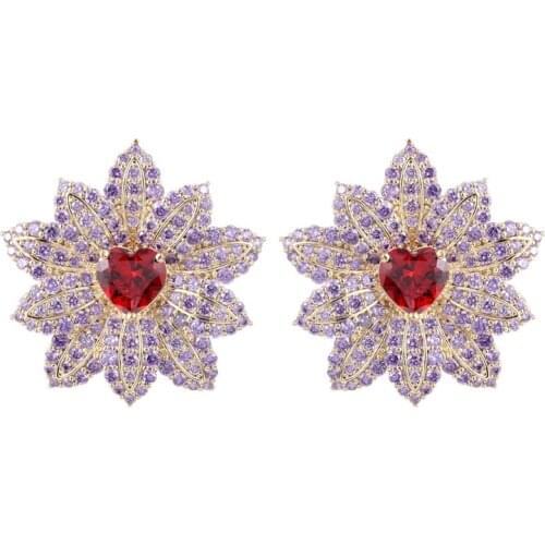 Elegant Statement Flower Stud Earrings 2021 New Trend Jewelry French Romantic Wedding Party Luxury Earrings With CZ Stone