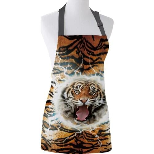Animal Tiger Skin Texture Print Apron Print Unisex Kitchen Bib with Adjustable Neck for Cooking Gardening