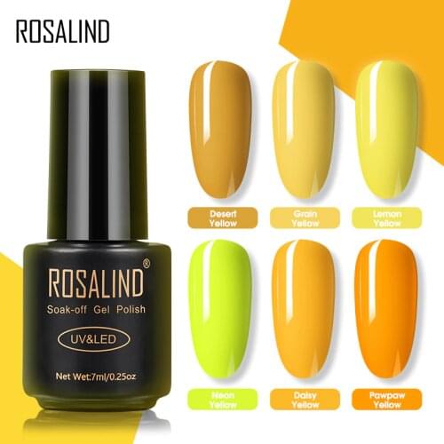 ROSALIND Gel Nail Polish Yellow Color Series Gel Polish For Nail Art Design Manicure Primer Semi Permanent Hybrid Varnishes