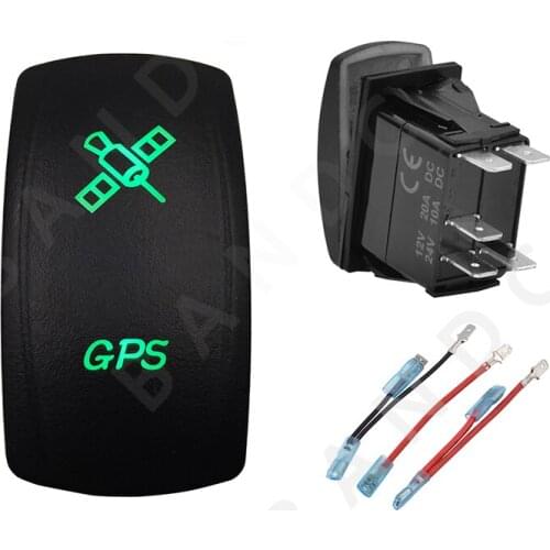 GPS Switch ON-OFF SPST Green LED Light Laser-Etched Rocker Switch for the Car Boat Marine Yacht ARB RV Buses NARVA，Jumper Wire
