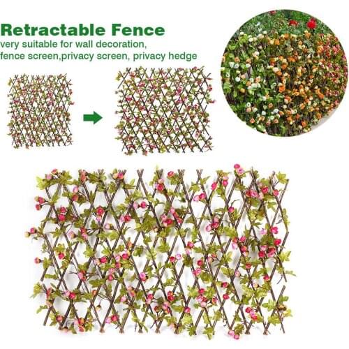 Artificial Flowers Leaves Telescopic Fence Balcony Fence Privacy Screen Garden Home Wall Decor Wedding Backgroud Garden Fence