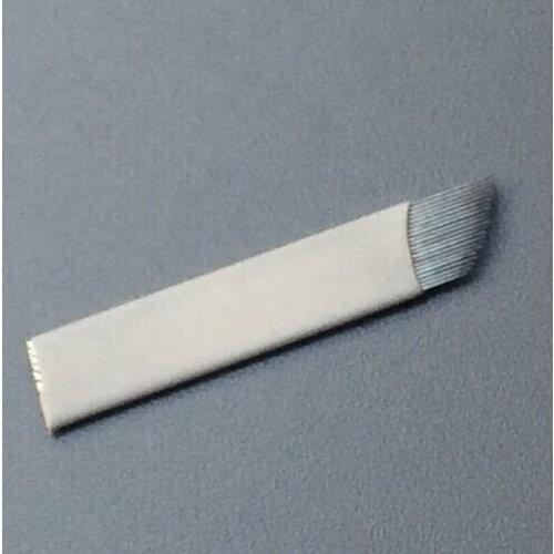 100pcs/lot 0.25mm White 21Pins Curved Needles Eyebrow Tattoo Blades For Permanent Makeup Tattoo Manual Pen