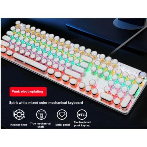 Meishang E 820A Retro Punk Electroplating Knob Luminous Mechanical Keyboard Eating Chicken Computer Game Keyboard 36 Colors