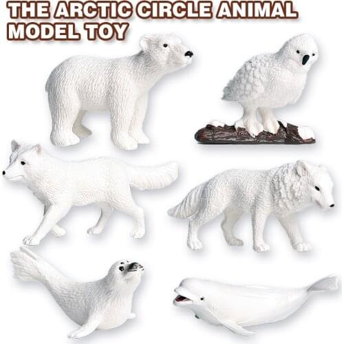 Simulation Arctic Animal Snowy Owl,Polar Bear,Arctic Fox,Arctic Wolf,Harp seal,White Dolphin Fidget Toy Educational Figure Model