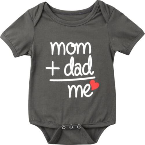 Fashion Toddler Baby Boy Girl 0-18M Romper Print Letter Dad +Mom Outfit Costume Romper Cotton Clothing