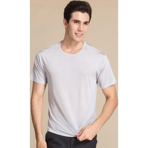 Summer Men Tank Tops 100% Real Silk O-neck Knitted Short Sleeve Vest Male Casual Comfortable Cool Breathable Tank Tops 7001