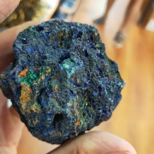 Natural Azurite Malachite Geode Crystal Mineral Specimen Reiki Healing Stone Collectible