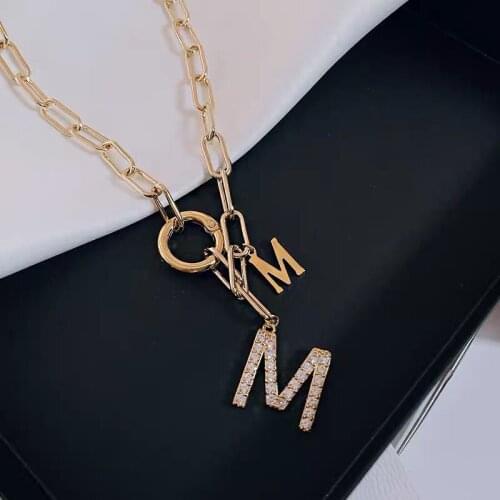 Neo Gothic M Letter Pendant Thick Chain Short Necklace For Woman Korean Fashion Jewelry Party Girls Exaggerated Clavicle Chain