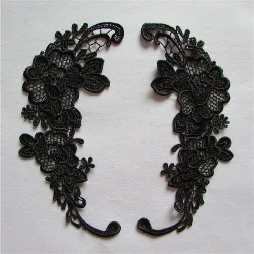 New Arrival black flower fashion style embroidery lace collar DIY clothing sewing accessories Handicrafts a pair for sale