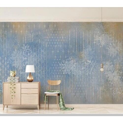 Papel de parede Simple line leaf pattern dark pattern blues 3d wallpaper,living room tv bedroom kitchen wall papers home decor