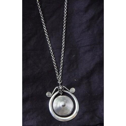 Miao silver silver hand national wind round smooth dish silk ball pendant necklace bronze