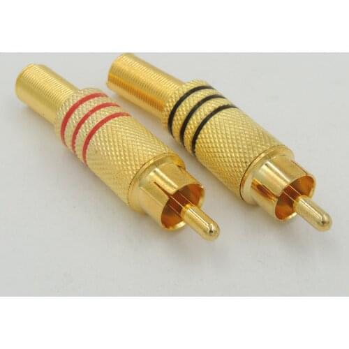 RCA Male Plug Solder Audio Video In-Line Jack Adapter with Spring Strain Relief Gold Plated