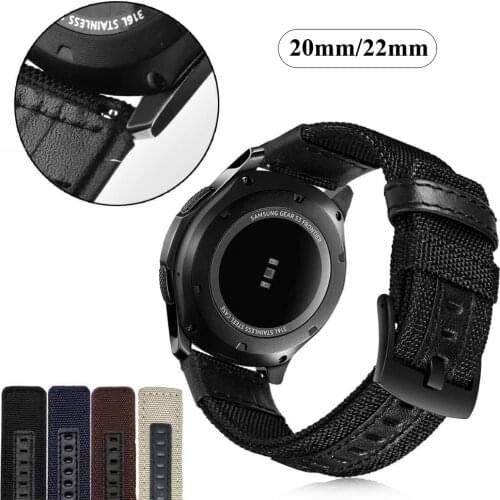 Watch Band 22 20mm Nylon+Leather Straps For Huawei GT 2 GT2 Pro WristStrap Replacements Honor GS Pro Magicwatch 2 42 46mm Correa