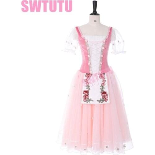 Pink Ballet Tutu Dress Peasant Girl Giselle Maid Tutu Dress Girls Romantic Tutu Dress Ballet Tutu Professional For AdultsBT9239