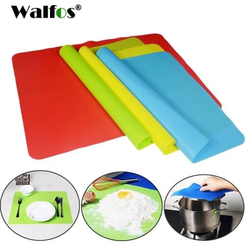 WALFOS 1 Piece Food Grade Baking Mat Heat Resistance Table Placemat Pad Silicone Oven Mat Heat Insulation Pad Bakeware Table Mat