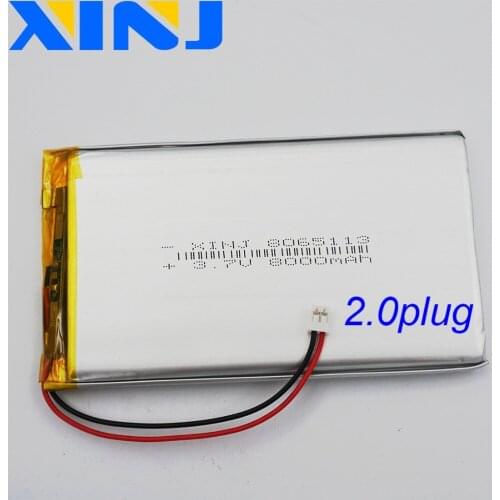 XINJ 3.7V 8000mAh Lithium Polymer Rechargeable LiPo Battery cell 8065113 2pin JST 2.0mm For GPS PDA MID PSP Power bank Tablet PC