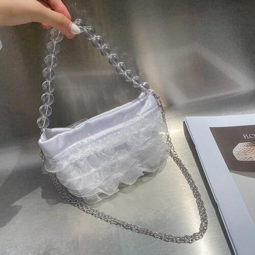 Women bag summer 2020 new Princess bag PU Flap Beading Scarves Lady Solid Shoulder Bags handbag MINI bag purse aesthetic