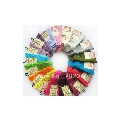 Womens dot cotton socks 100pairs/lot #2429