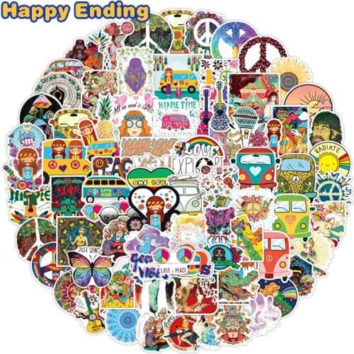 100pcs Retro Cs Love And Peace For Motorcycle Laptop Luggage Skateboard PVC Waterproof Diary Car Pegatinas