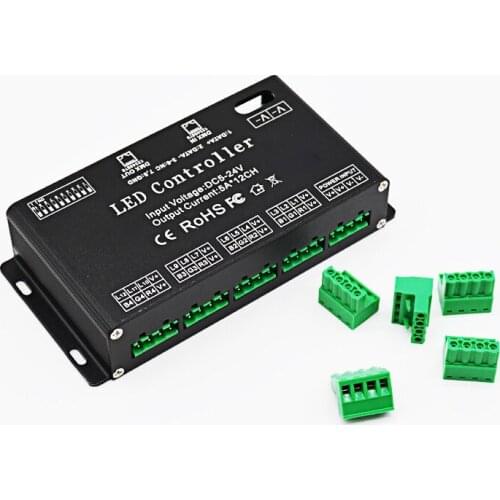 12CH DMX512 constant decoder Led controller for led light Strip light fixtures DC12-24V DC5V controller