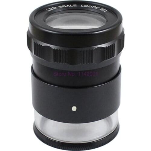 20pcs 10X Stand Measuring Magnifier Scale Loupe with LED Light Magnifying Glass Professional LED Magnifier